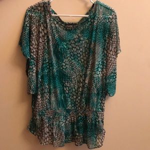 INC Green and Grey Shirt Large